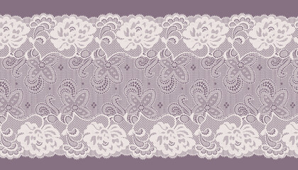 Wide Lace Ribbon Trim with Flower.