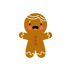 Christmas gingerbread. Vector illustration a white background. For card, posters, banners, printing on the pack, printing on clothes, fabric, wallpaper.