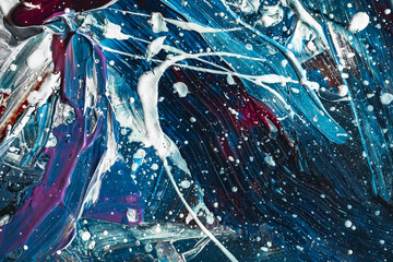 Deep blue, starry night abstract background. Thick paint texture, Original Impasto Oil Painting on canvas, Modern art. Contemporary art. Template social media creative backdrop. High Detail.