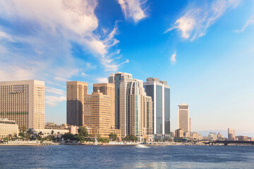 Fototapeta premium Beautiful view of the Nile embankment in the center of Cairo, Egypt