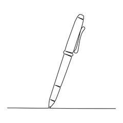 Continuous one line drawing of pen. Vector illustration