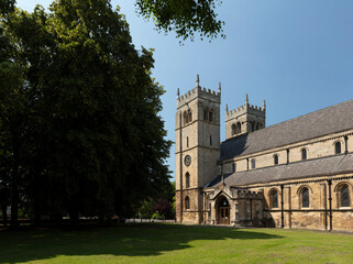 Fototapeta premium Worksop, Nottinghamshire, UK, June 2020, view of Worksop Minster