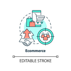 Ecommerce concept icon. Social commerce. Live shopping. Creator economy trend abstract idea thin line illustration. Isolated outline drawing. Editable stroke. Arial, Myriad Pro-Bold fonts used