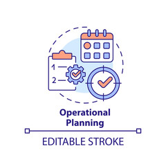 Operational planning concept icon. Tasks detalization. Business strategy type abstract idea thin line illustration. Isolated outline drawing. Editable stroke. Arial, Myriad Pro-Bold fonts used