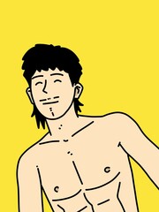 Fototapeta premium cute man cartoon on yellow background