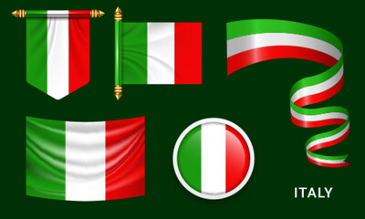 Vector set of the national flag of Italy in various creative designs