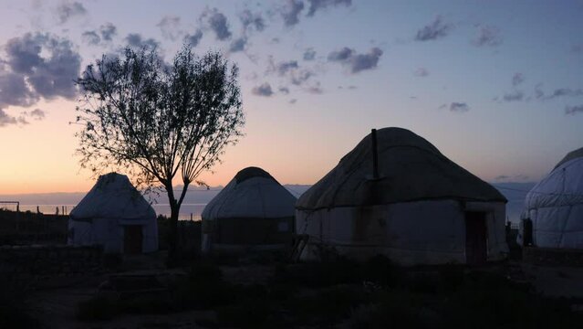 Traditional Kyrgyz Yurt Camp On The Shore Of Issyk Kul, Kyrgyzstan