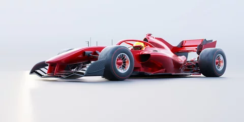 Zelfklevend Fotobehang 3d render red race car with no brand name © jamesteohart