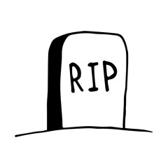 Hand drawn halloween tombstone. Vector old gravestone. Outline.