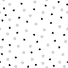 Simple hearts pattern. Small  white and black hearts . white   background. Fashionable print for textiles and wallpaper.