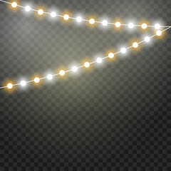 Christmas lights isolated realistic design elements. Garland decorations.	