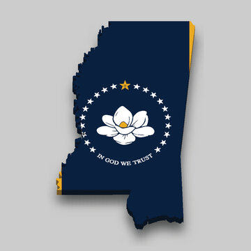 recommend clip art: 3d isometric Map of Mississippi is a state of United States