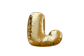 Golden foil letter. Balloon j letter. 3d rendering