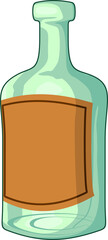 Bouteille icône illustration verre vert avec étiquette orange vierge - élément isolé sur fond transparent