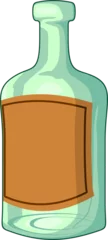 Crédence de cuisine en verre imprimé Dessiner Bouteille icône illustration verre vert avec étiquette orange vierge - élément isolé sur fond transparent