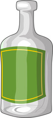 Bouteille icône illustration verre blanc avec étiquette verte vierge - élément isolé sur fond transparent