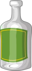 Cercles muraux Dessiner Bouteille icône illustration verre blanc avec étiquette verte vierge - élément isolé sur fond transparent