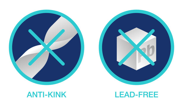 Anti-kink and Lead-free icons for watering hose