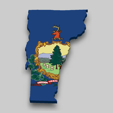 recommend clip art: 3d isometric Map of Vermont is a state of United States