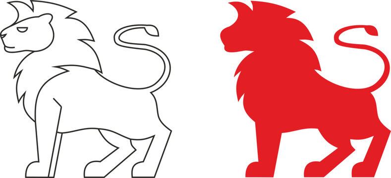 outline and silhouette of a lion