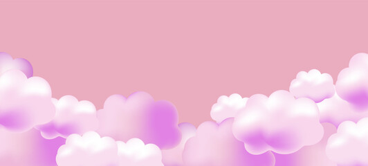 3D render background of pink clouds. Vector illustration for banner. 