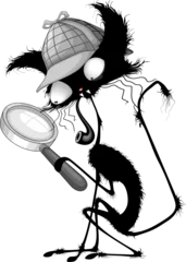 Cercles muraux Dessiner Chat Sherlock Holmes Parodie avec loupe et tuyau toacco Funny Character - illustration isolée sur fond transparent