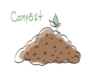  vector  compost pile, illustrations in doodle style