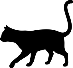 Kat wandelen zwart vorm silhouet beweging geïsoleerd element op transparante achtergrond - 4