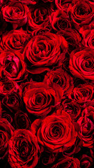 敷き詰められた美しい赤いバラの画像