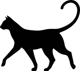 Kat wandelen zwart vorm silhouet beweging geïsoleerd element op transparante achtergrond - 3