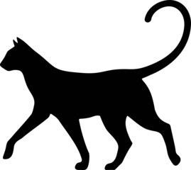 Tableaux ronds sur aluminium Dessiner Chat marchant Black Shape Silhouette mouvement élément isolé sur fond transparent - 3
