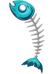 Photo sur Plexiglas Dessiner Fishbone, Bone, Backbone couleur turquoise élément isolé sur fond transparent