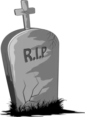 Afwasbaar Fotobehang Draw Tombstone RIP graf met Cross Halloween Element geïsoleerd element op transparante achtergrond