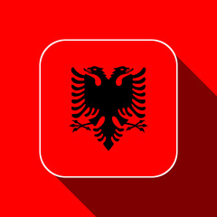 Albania flag, official colors. Vector illustration.