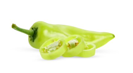 Poster Im Rahmen Green hot chili pepper isolated on transparent png © sommai