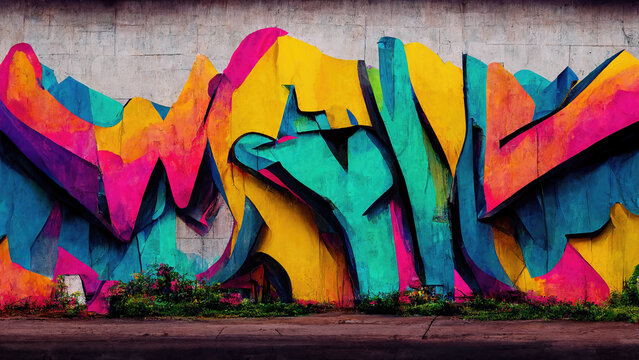 Colorful graffiti on urban wall as background texture design © Robert Kneschke