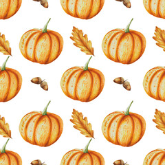 Autumn watercolor isolated seamless pattern