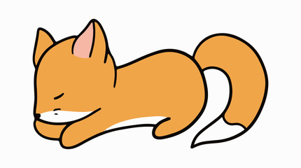 Cute fox line art on white background