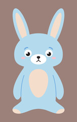 Cute flat rabbit isolated on brown background