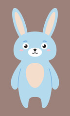 Cute flat rabbit isolated on brown background