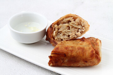 Freshly cooked Filipino food called Lumpiang Ubod