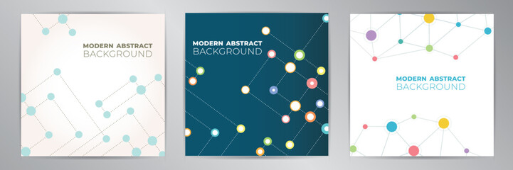 Modern banner design set. Trendy molecular poster. Vector set.