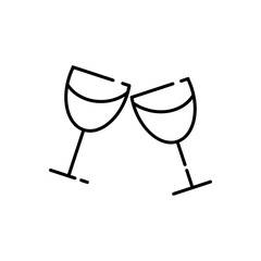 A bottle of champagne, vector line sign