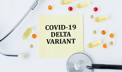 Medical and COVID-19 delta variant strain concept. Copy space.