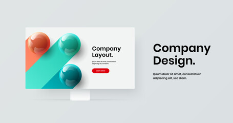 Bright website vector design layout. Premium desktop mockup banner illustration.