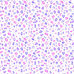 Ikat texture leopard spots in periwinkle, violet, purple, lilac and pink. Seamless pattern for website background, textile print, wallpaper, poster, placard, banner, cover, wrapping paper, decoration