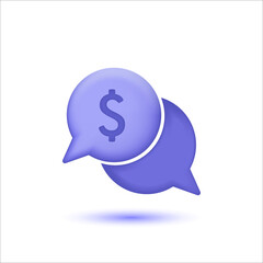 3d chat bubble icon vector illustration. stylze dialogue symbol Background isolated. money, talk, speech