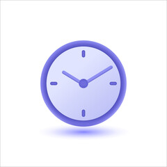 Circle clock 3d icon. Simple 3d render vector illustration on white background. alarm, time, schedule