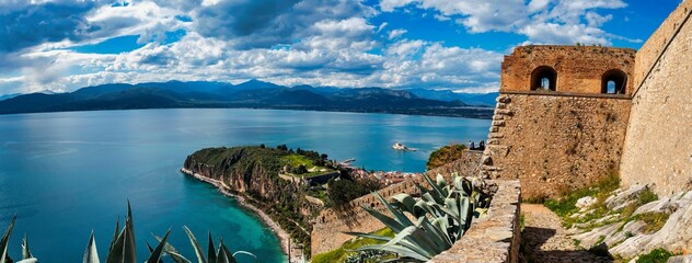 View from the castle of Nafplio, Palamidi on a beautiful spring day