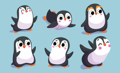 a collection of cute penguin vector illustrations